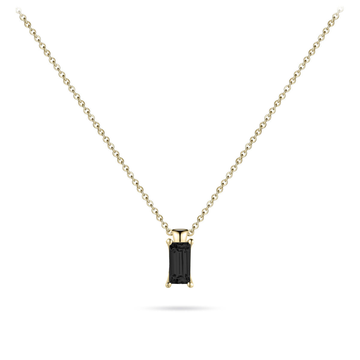 Gisser Ketting Zilver Geel Verguld Zirkonia Zwart 42+5 cm – N1086YZ