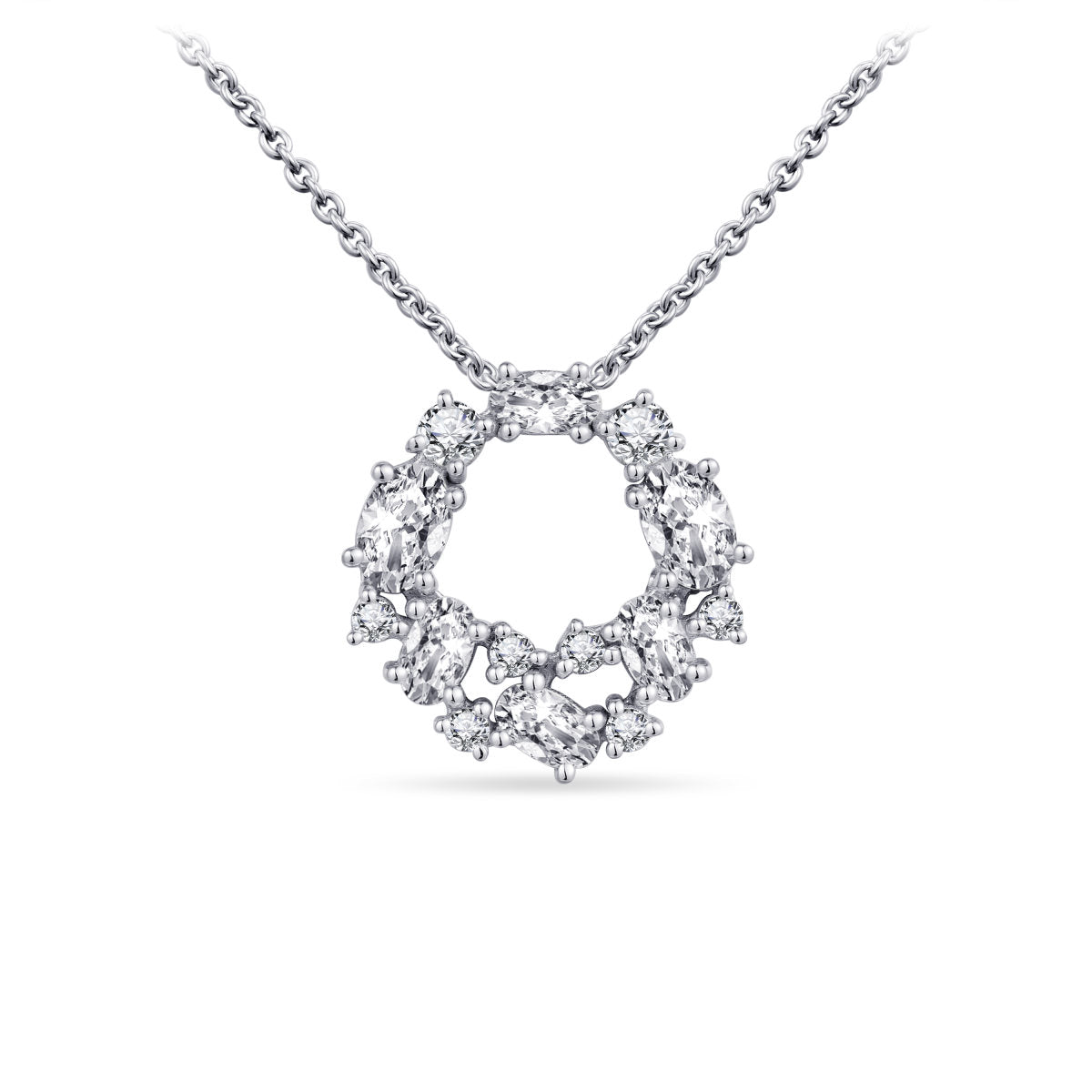 Gisser Ketting Zilver Gerhodineerd Zirkonia Wit 42+5 cm – N1102