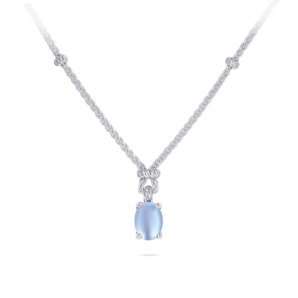 Gisser Ketting Zilver Gerhodineerd Zirkonia Blauw 42+5 cm – N1112B