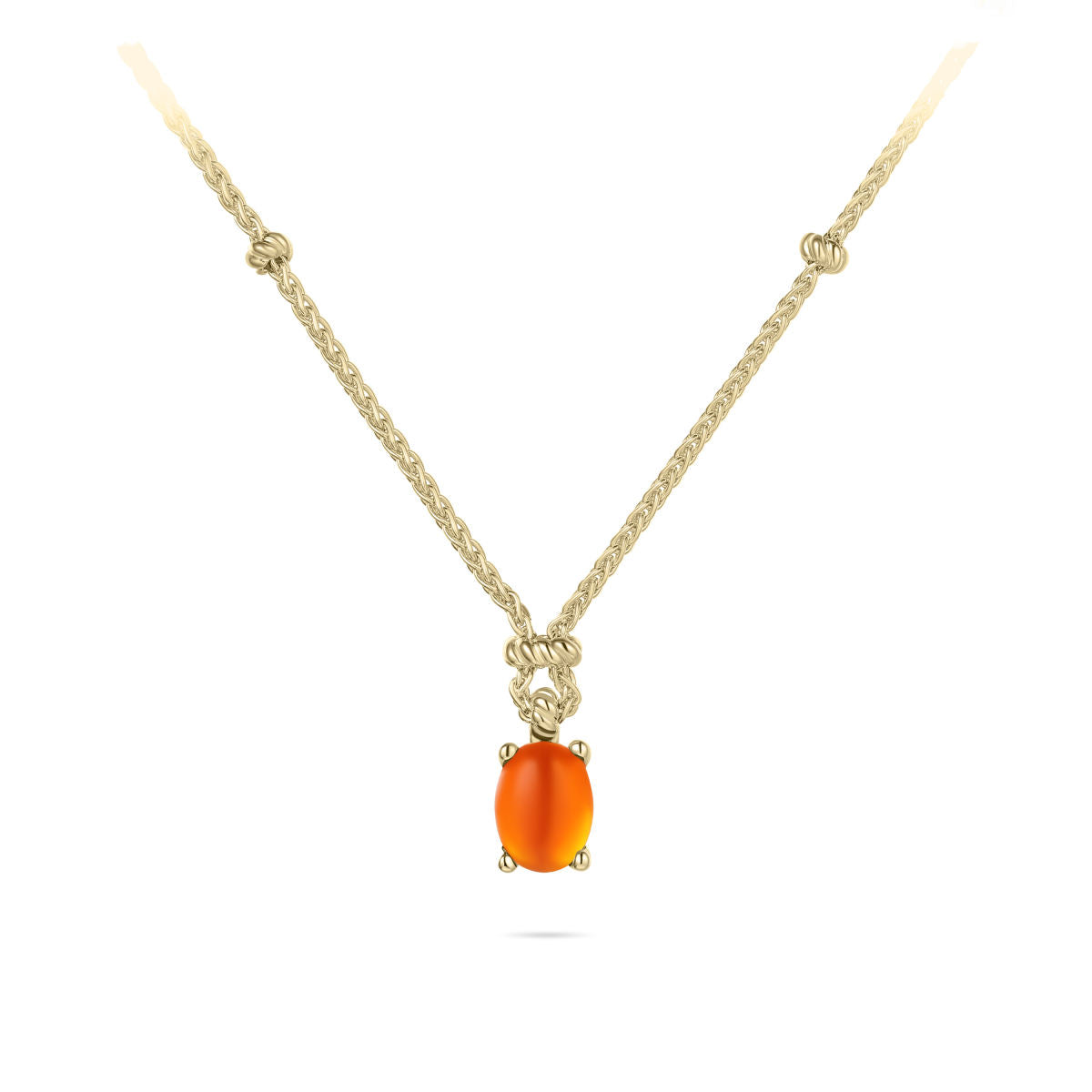 Gisser Ketting Zilver Geel Verguld Zirkonia Oranje 42+5 cm – N1112YO