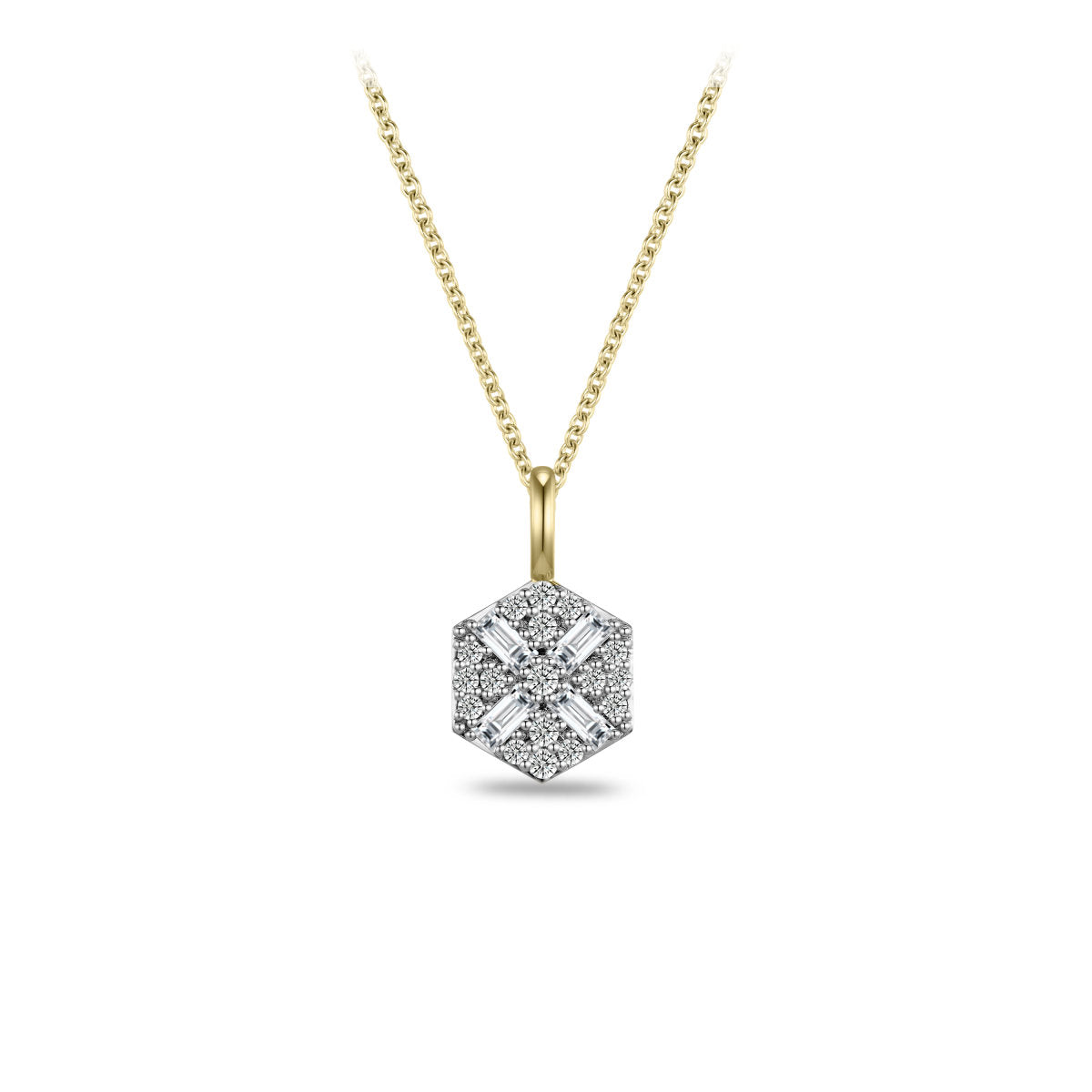 Gisser Ketting Zilver Verguld Bicolor Zirkonia Wit 42+3 cm – N1125Y