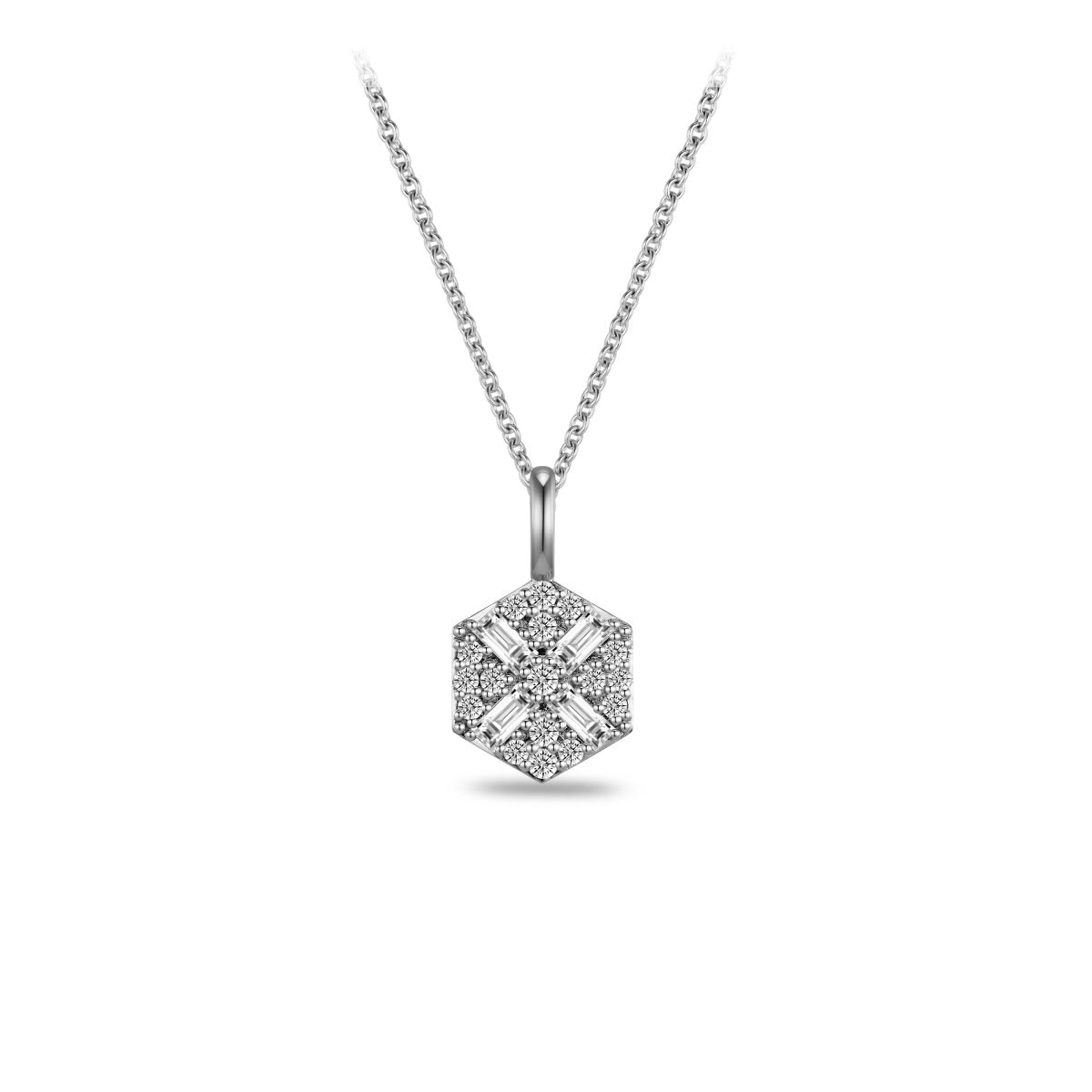 Gisser Ketting Zilver Gerhodineerd Zirkonia Wit 42+3 cm – N1125