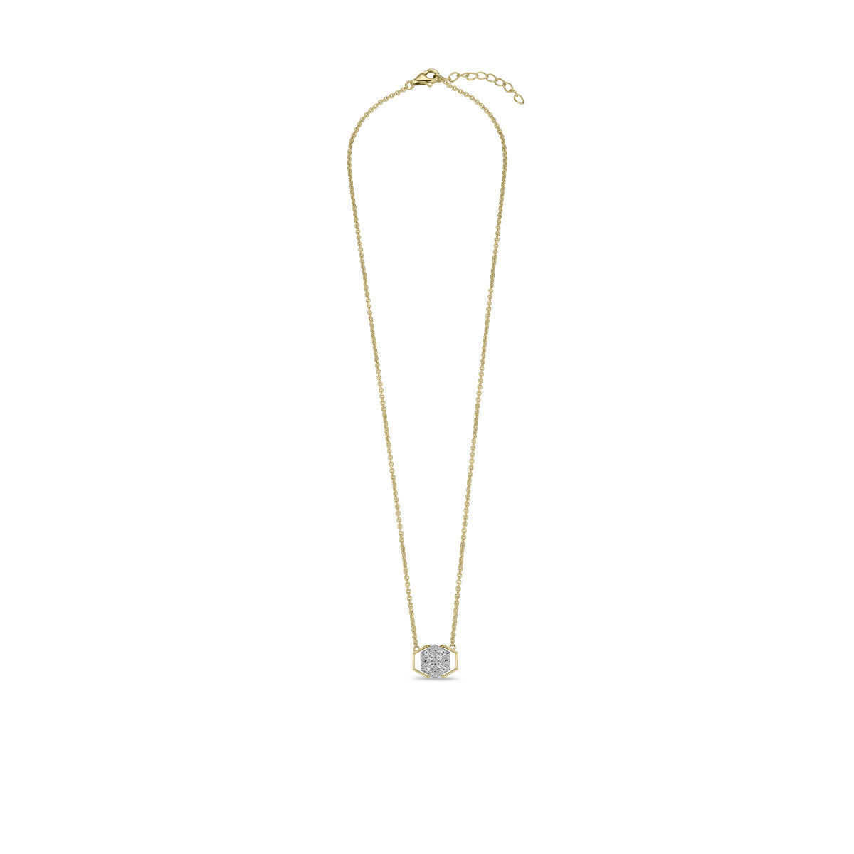 Gisser Ketting Zilver Verguld Bicolor Zirkonia Wit 42+3 cm – N1129Y – foto 2