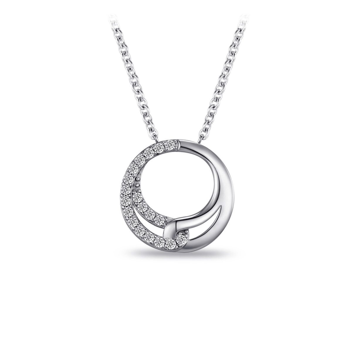 Gisser Ketting Zilver Gerhodineerd Zirkonia Wit 42+3 cm – N1130