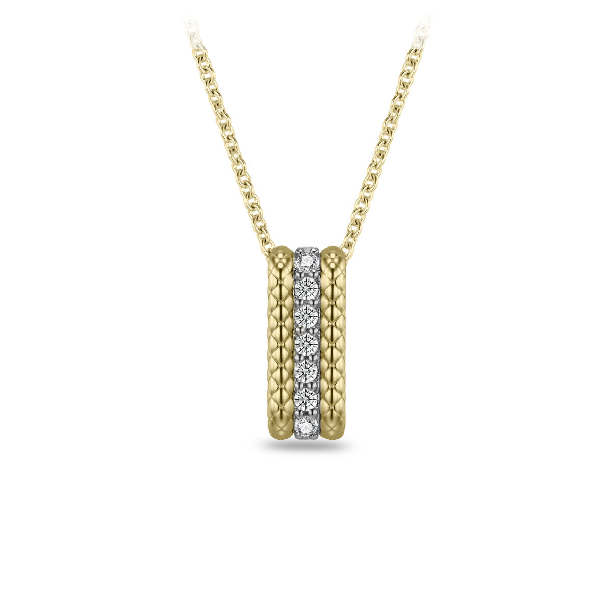 Gisser Ketting Zilver Verguld Bicolor Zirkonia Wit 42+3 cm – N1132Y