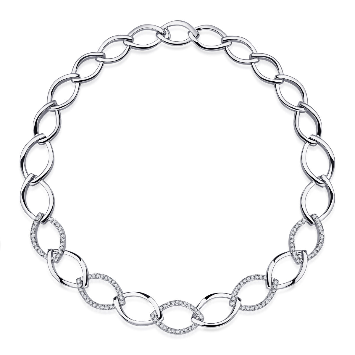 Gisser Ketting Zilver Gerhodineerd Zirkonia Wit – N907