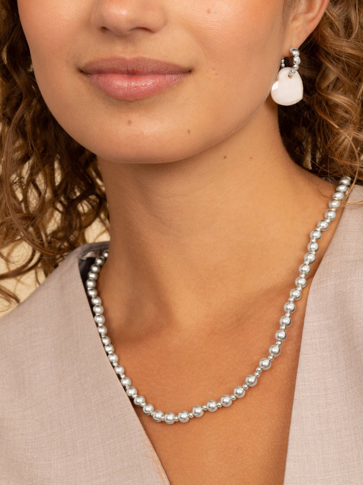 Sparkling Jewels Ketting 3mm + 6mm NLK-S-MIX-042-02 Zilverkleurig