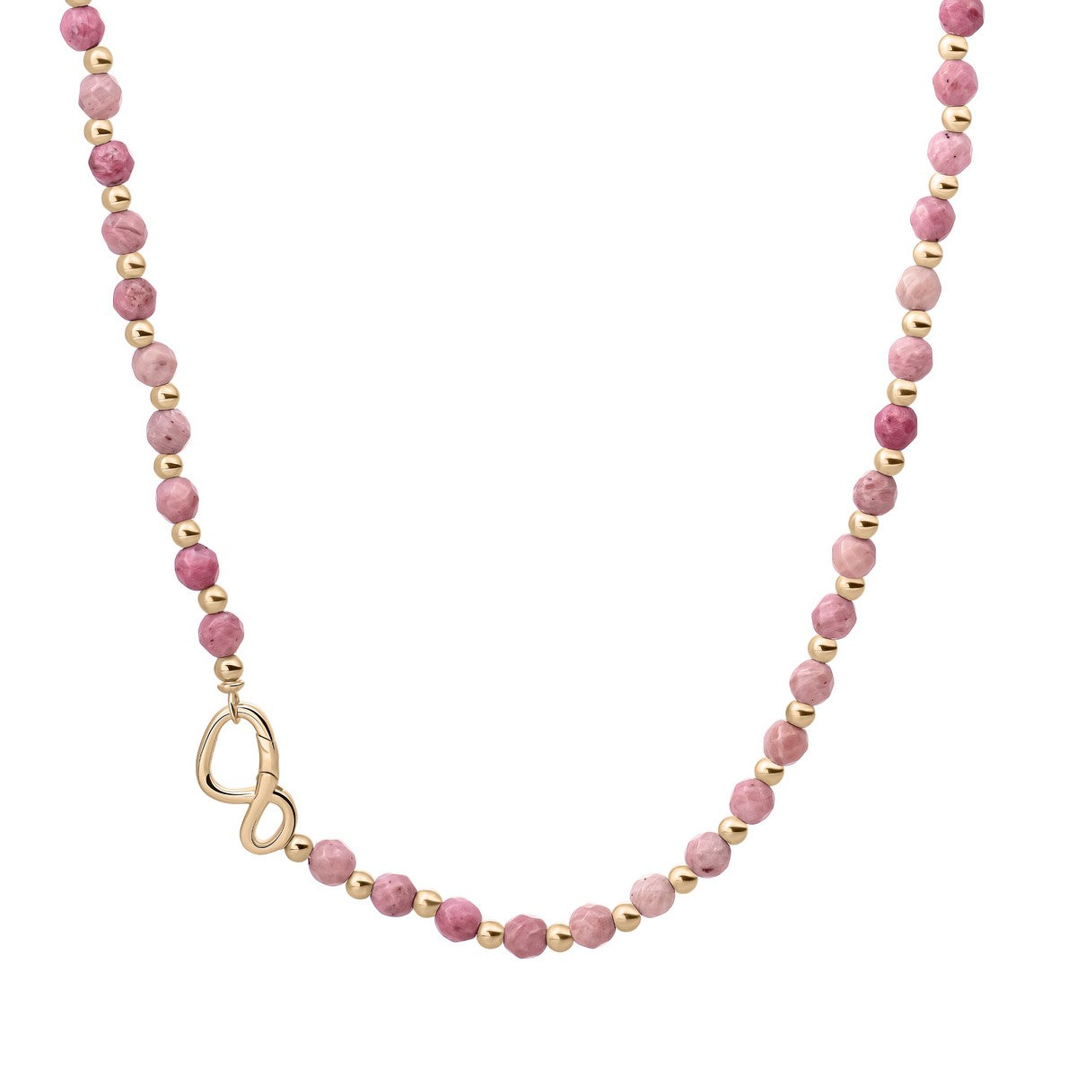 Sparkling Jewels Ketting Roze rhodoniet NLK03G-G24 Zilverkleurig