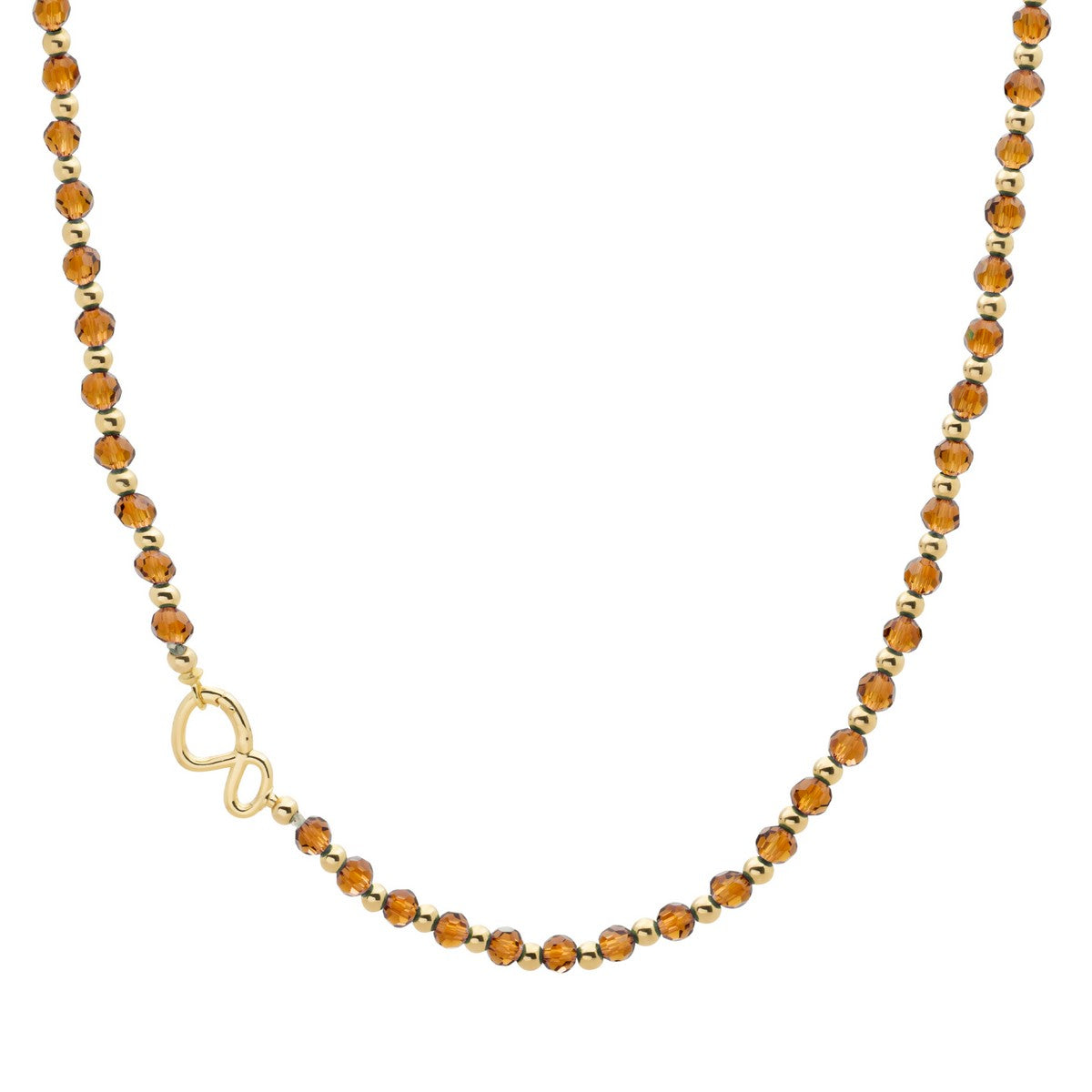 Sparkling Jewels Ketting Citrienkwarts NLK03G-G38 Zilverkleurig