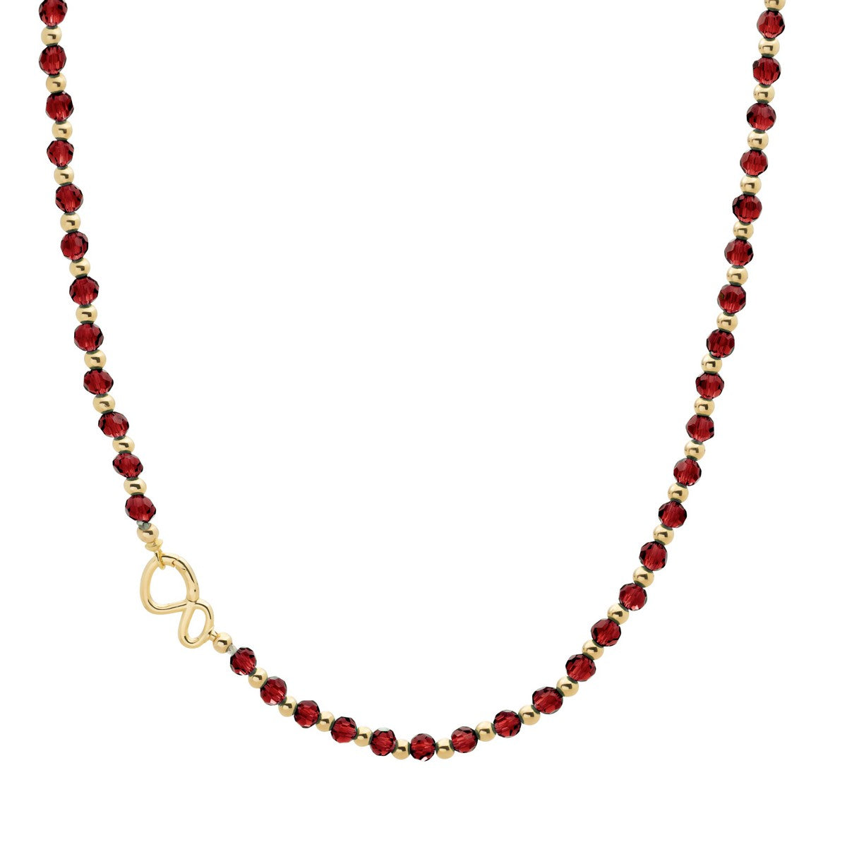 Sparkling Jewels Ketting Robijnkwarts NLK03G-G50 Zilverkleurig