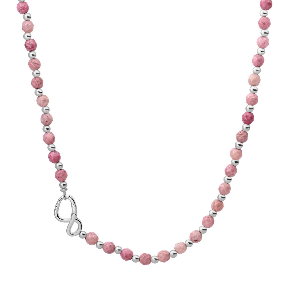 Sparkling Jewels Ketting Roze rhodoniet NLK03S-G24 Zilverkleurig