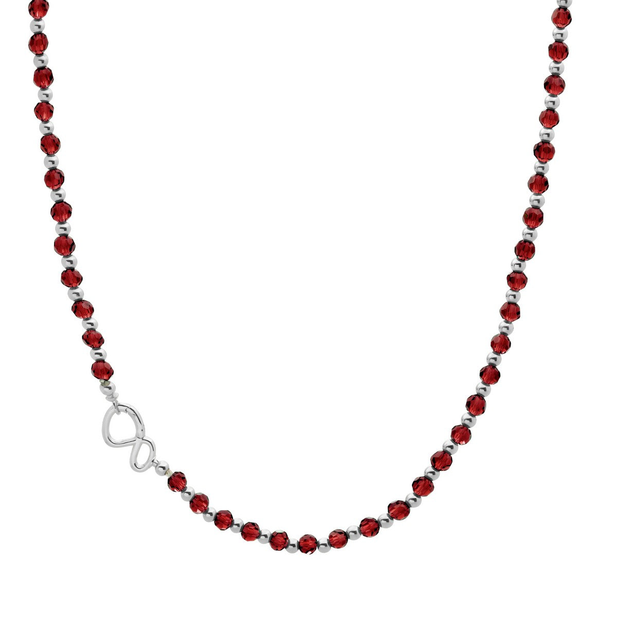 Sparkling Jewels Ketting Robijnkwarts NLK03S-G50 Zilverkleurig