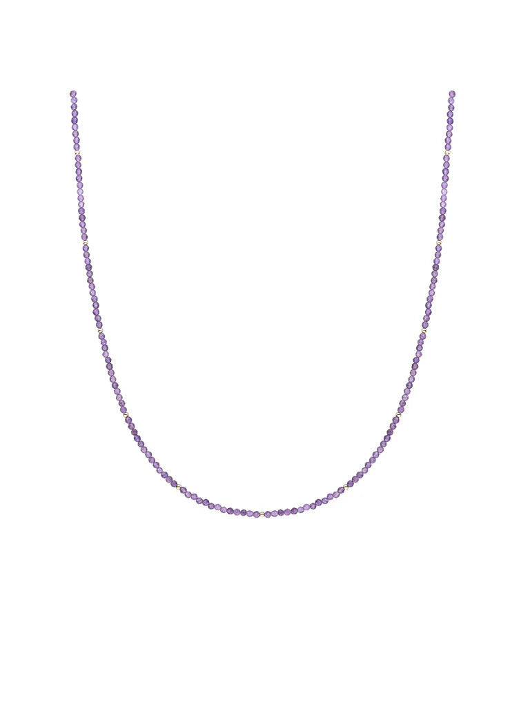 Sparkling Jewels Ketting 2mm Amethist 42cm +2cm NLK04G-G05 Goudkleurig