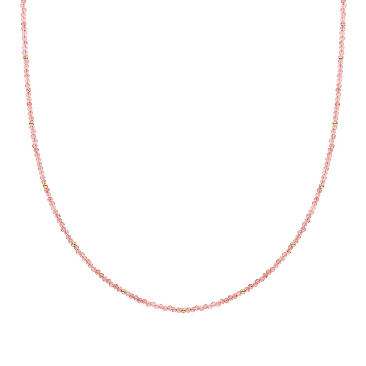 Sparkling Jewels Ketting 2mm Cherry kwarts 42cm +2cm NLK04G-G25 Goudkleurig