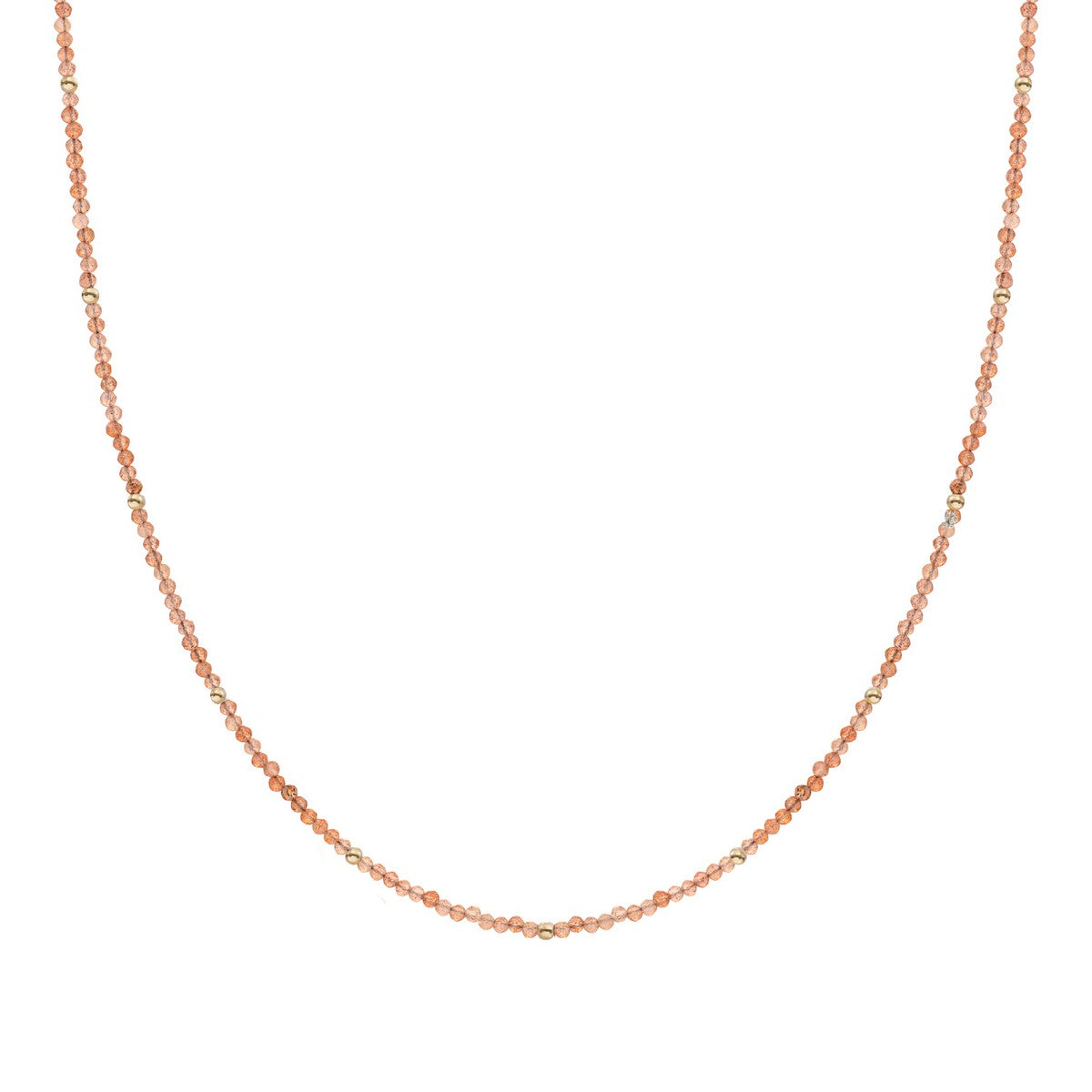 Sparkling Jewels Ketting 2mm Zonnesteen 42cm +2cm NLK04G-G58 Goudkleurig