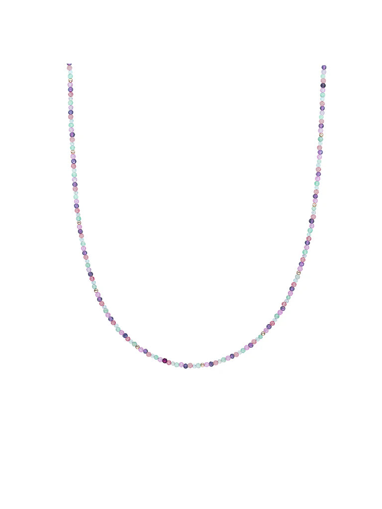 Sparkling Jewels Ketting 2mm Multigem 42cm +2cm NLK04G-MULTI01 Goudkleurig
