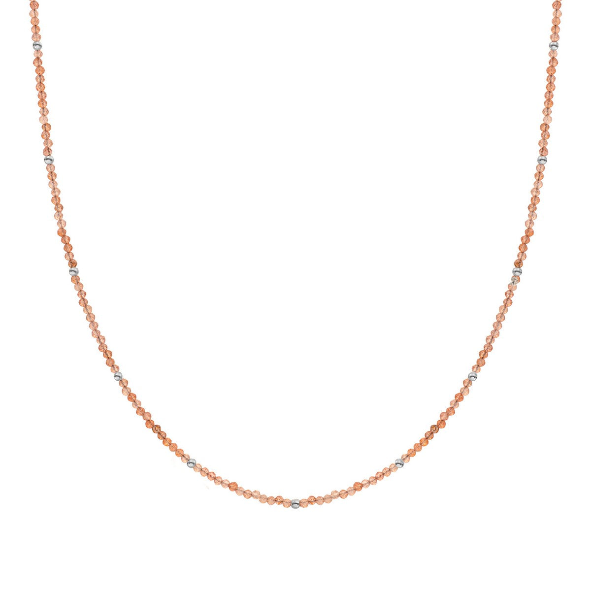 Sparkling Jewels Ketting 2mm Zonnesteen 42cm +2cm NLK04S-G58 Zilverkleurig