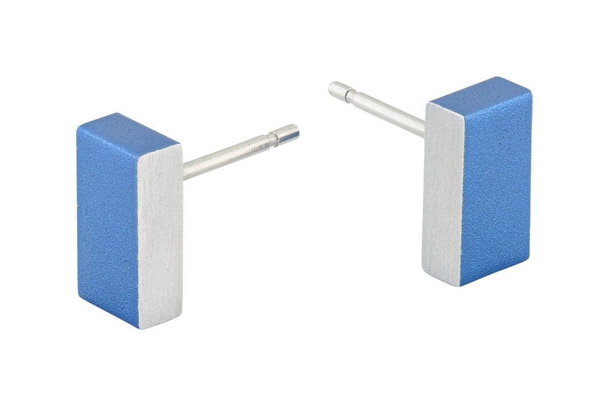 Clic Rechthoekje Blauw Oorbel - O23B
