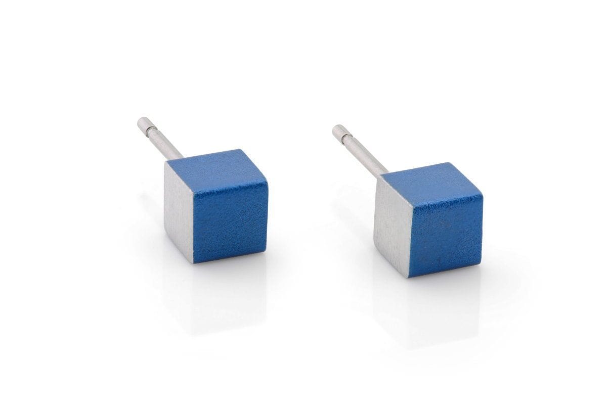 Clic Oorsieraad Kubusjes Blauw oorbellen - O28B