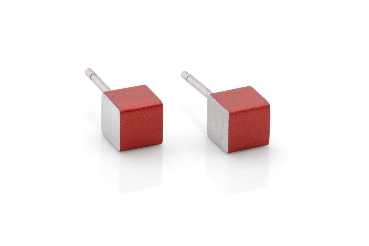 Clic Oorsieraad Kubusjes Rood oorbellen - O28R