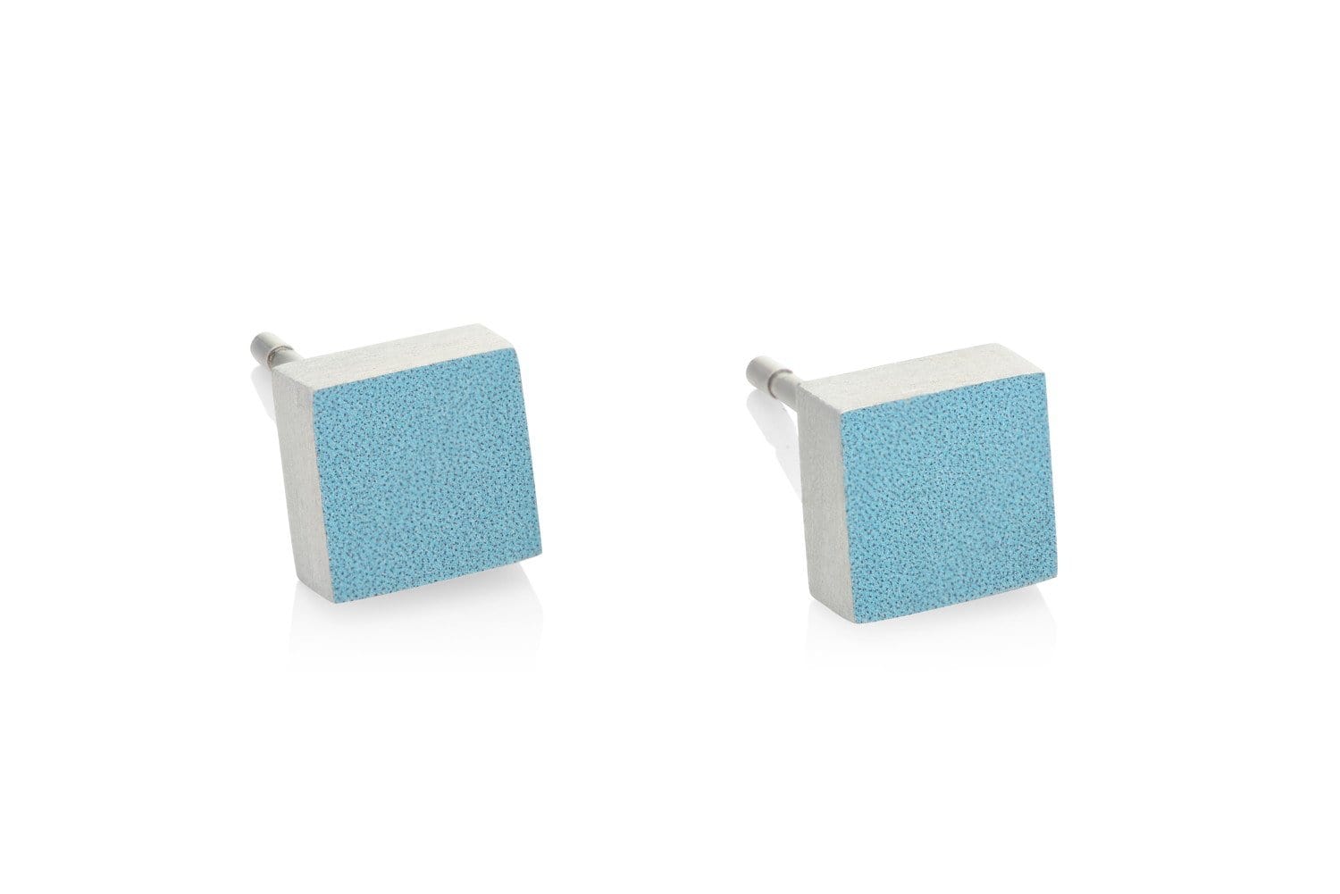 Clic Klein Vierkant Blauw Oorbel zilver - O37B