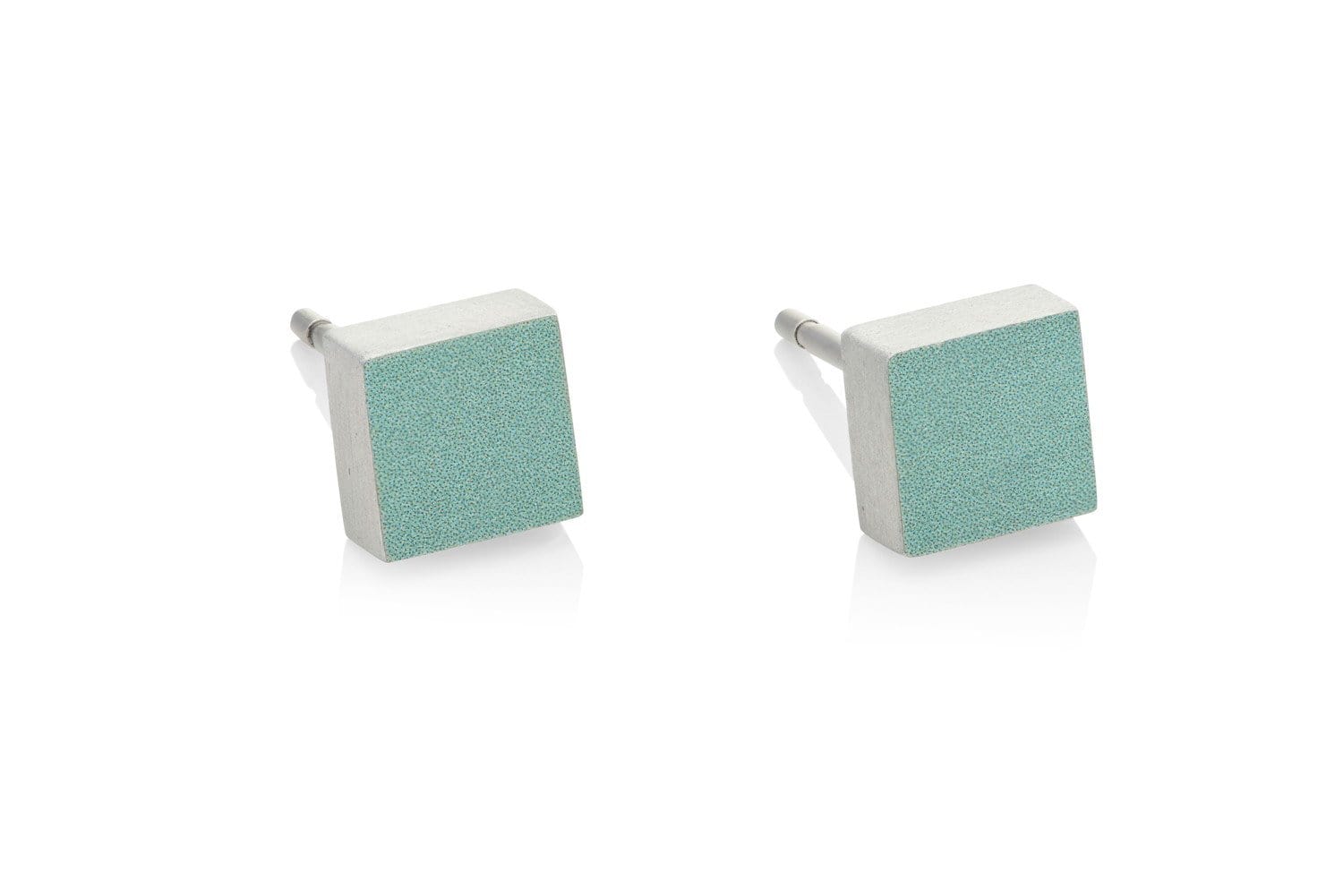 Clic Klein Vierkant Groen Oorbel zilver - O37GR