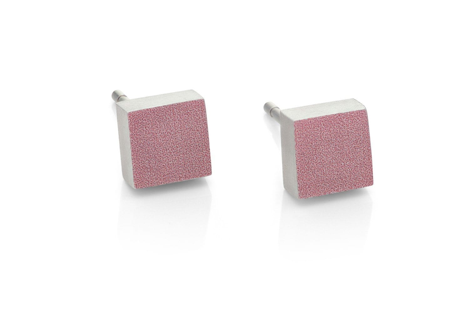Clic Klein Vierkant Roze Oorbel zilver - O37RO