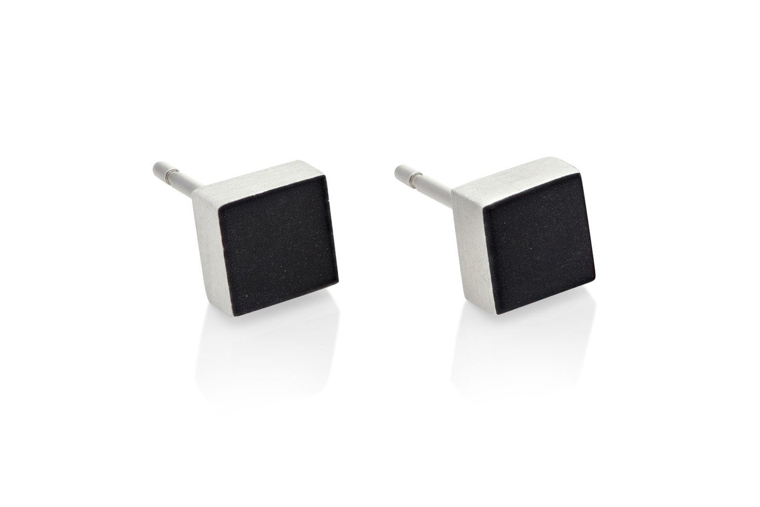 Clic Klein Vierkant Oorbel zilver zwart - O37Z