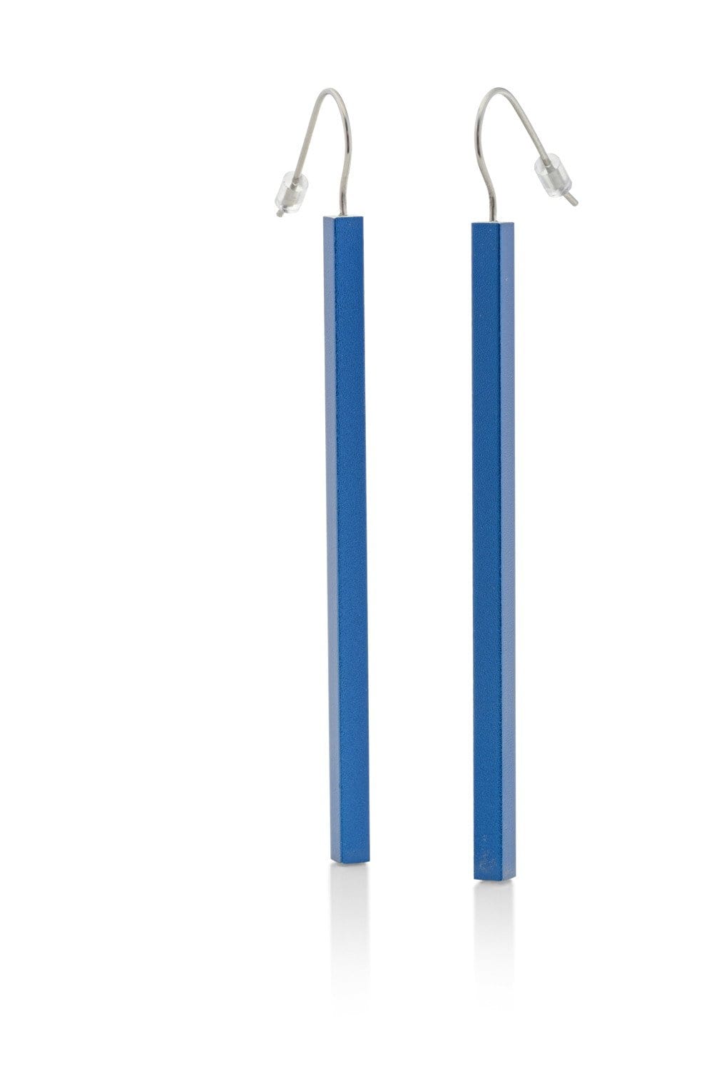 Clic Oorbel Lange Staafjes Blauw zilver - O38B