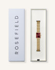 Rosefield horloge OBGSG-O83 Octagon XS Burgundy Sunray Steel Gold - PansiteNederland.nl