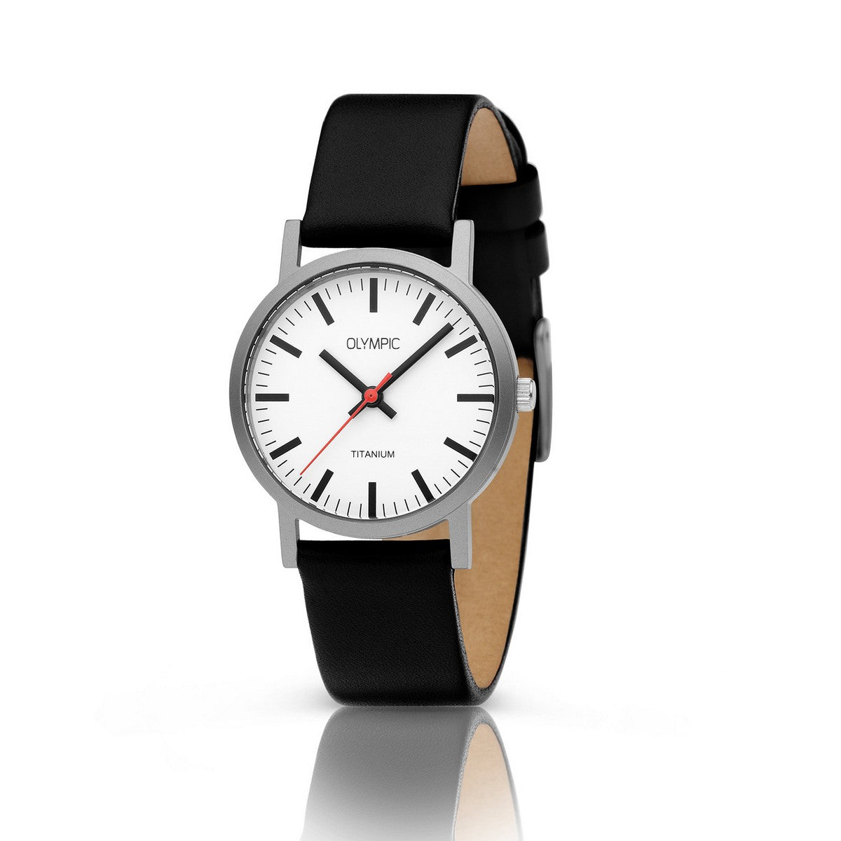 Olympic JOSH Titaan Leer Horloge wit - OL26DTL068