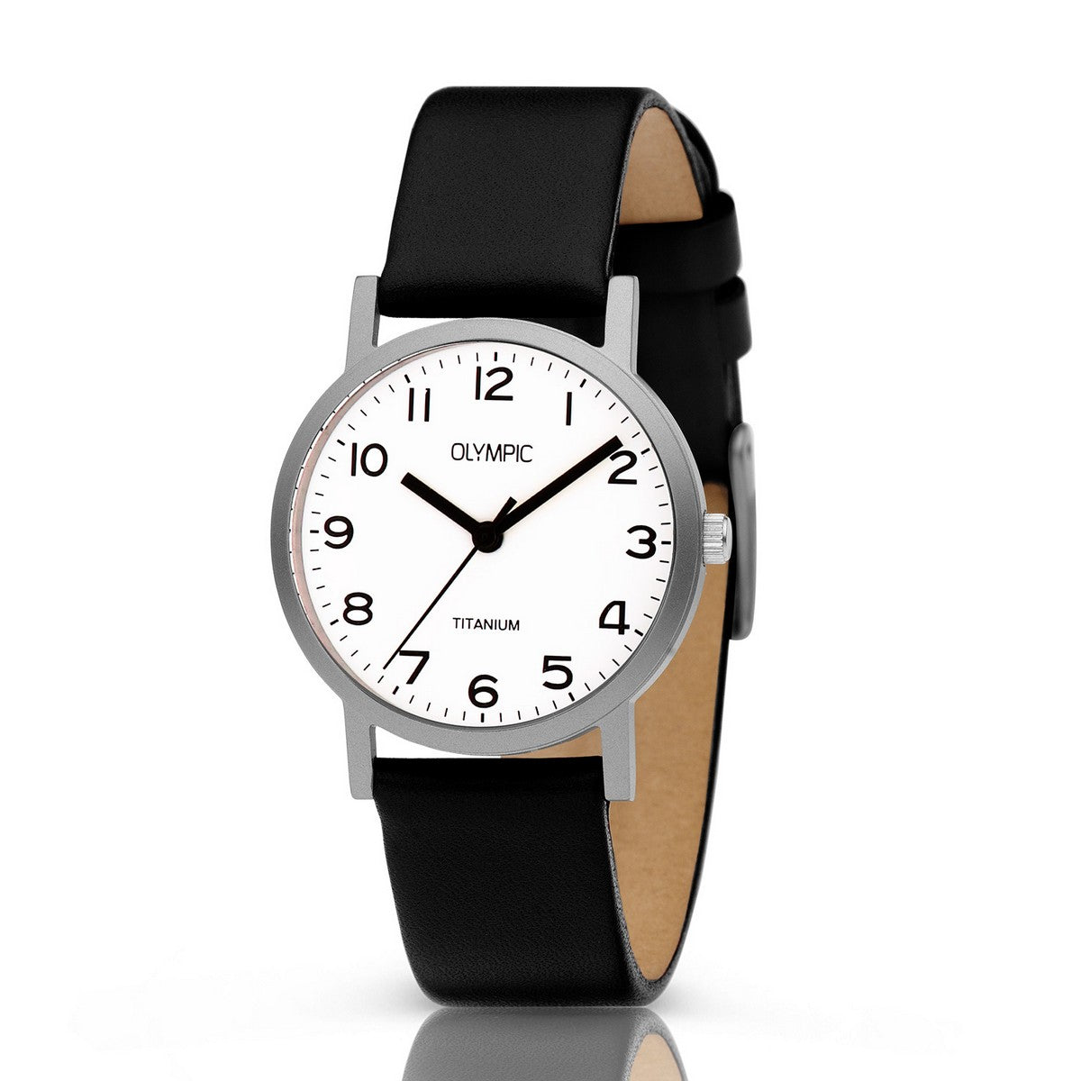 Olympic JOSH Titaan Leer Horloge zwart - OL26DTL071