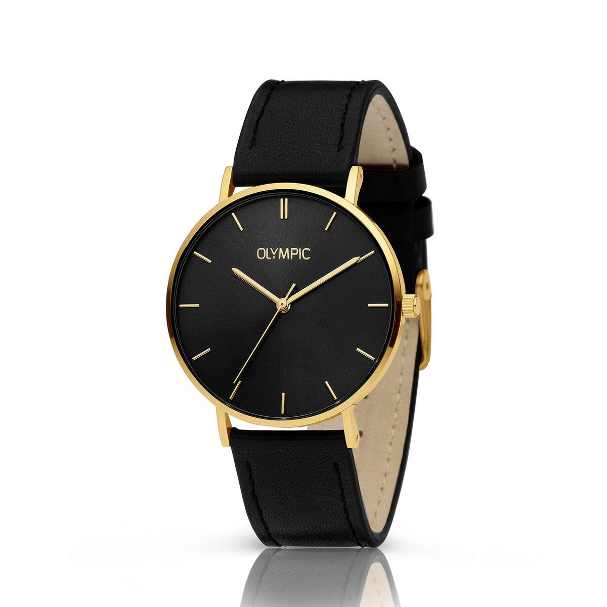 Olympic Horloge SAM leer zwart - OL66DDL004