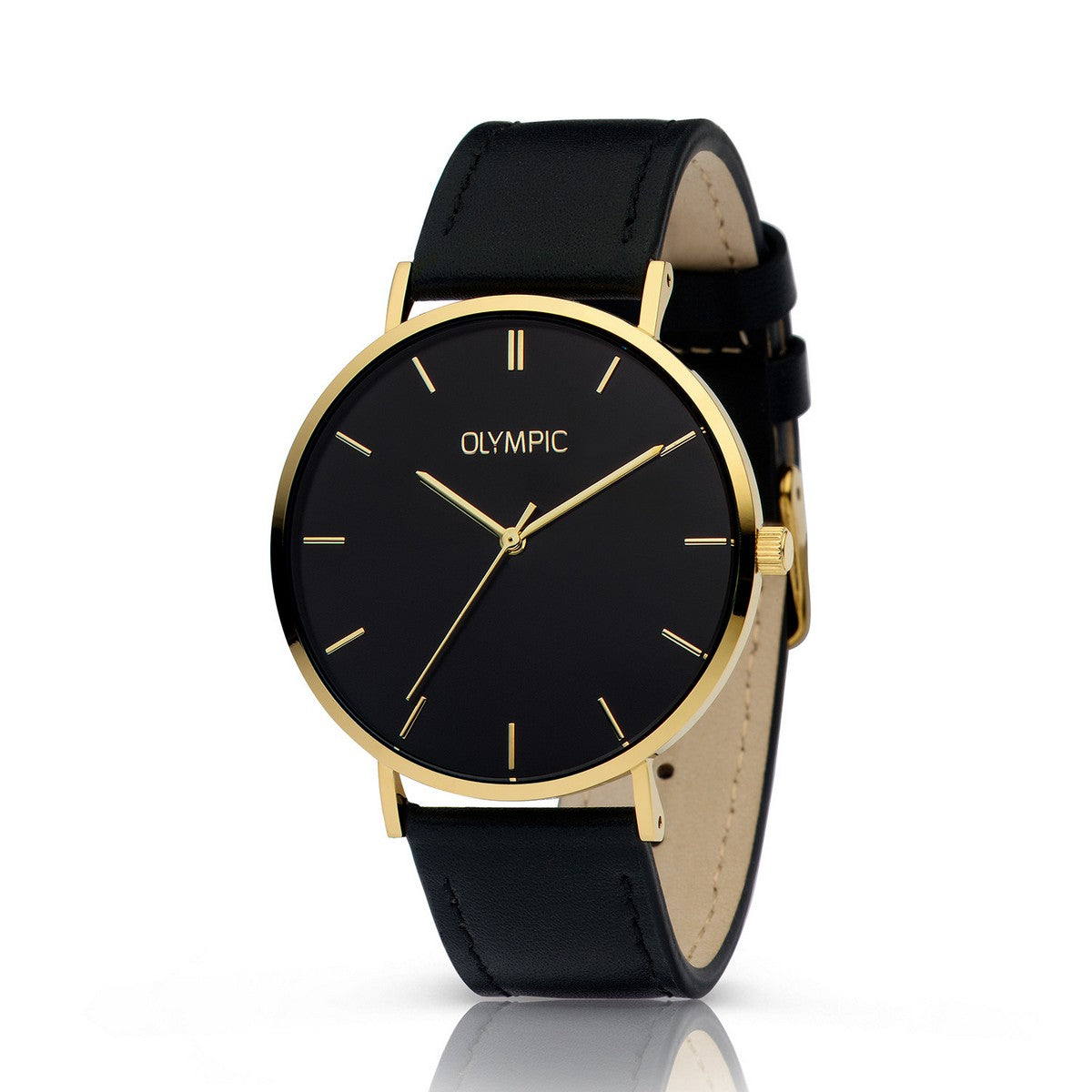 Olympic Horloge SAM leer zwart - OL66HDL012