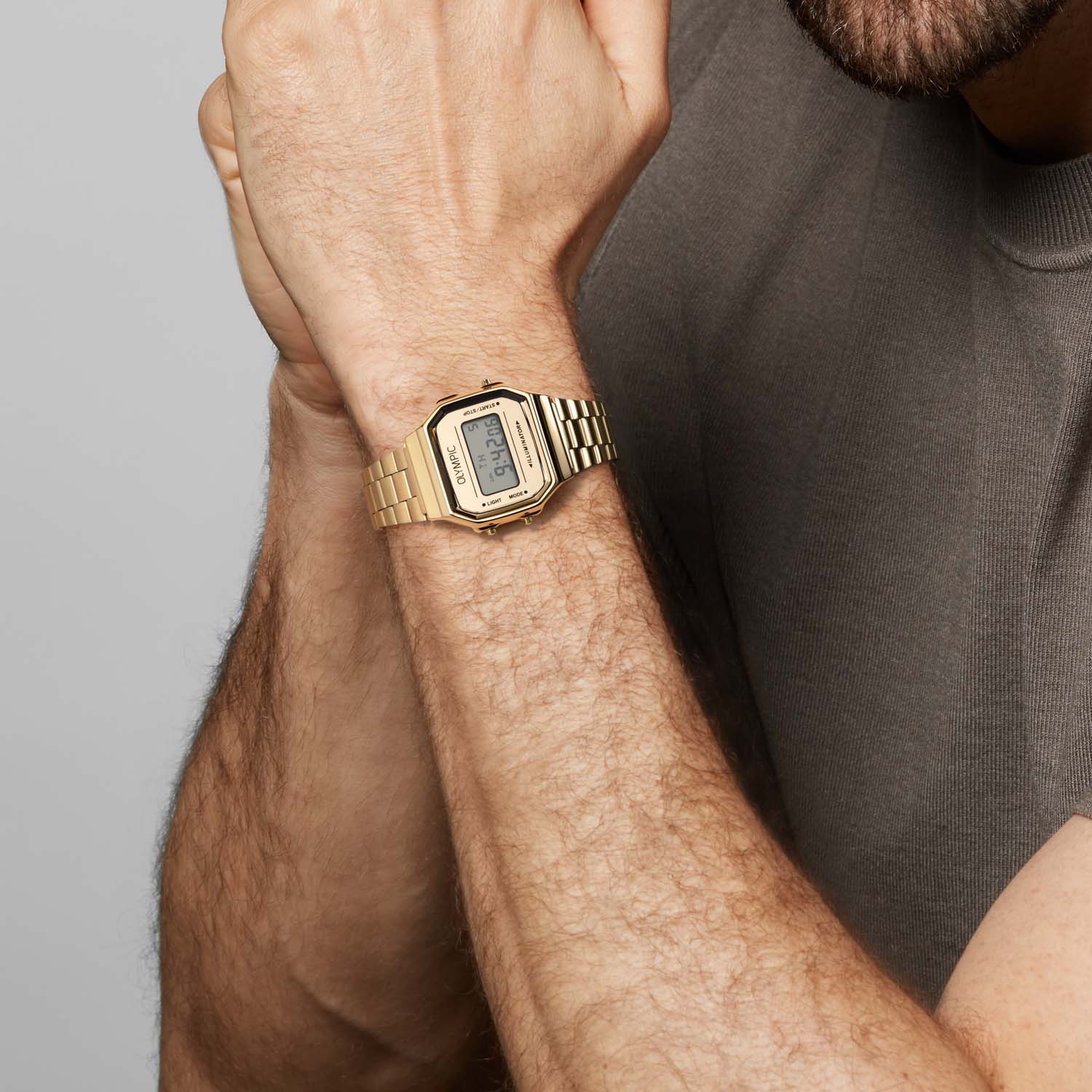 Olympic OL66HKS003 Digitaal Horloge Staal Goudkleurig - PansiteNederland.nl