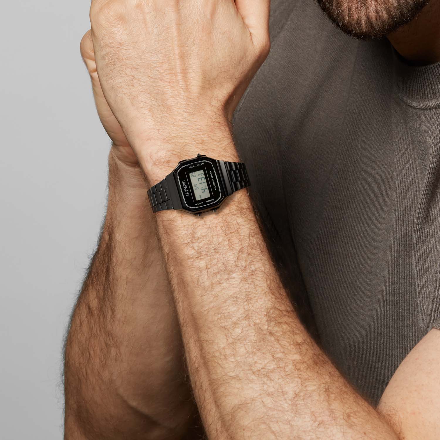 Olympic OL66HKS004 Digitaal Horloge Staal Zwart - PansiteNederland.nl