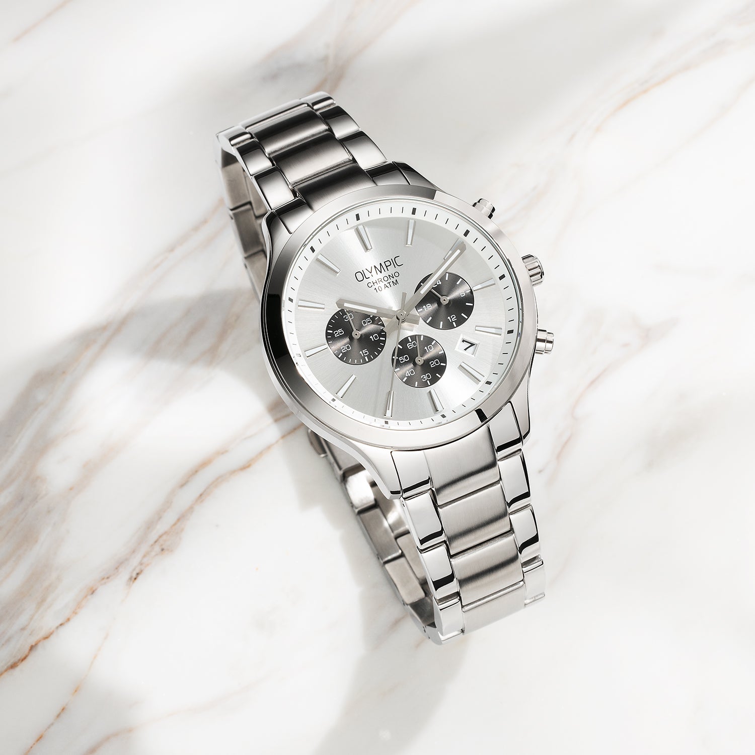 Olympic Horloge OL88HSS007 Zilver 42mm zilverkleurig