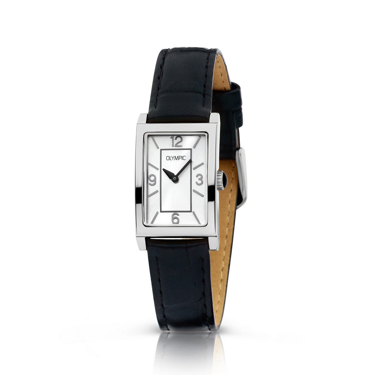 Olympic MAXIMA Leer Horloge zilver - OL89DSL039