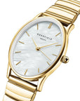 Rosefield horloge OVWGSG-OV16 The Oval White MOP Half-Moon Steel Gold - PansiteNederland.nl