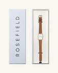 Rosefield horloge OWBLG-O85 Octagon XS White Light Brown Leather Gold - PansiteNederland.nl