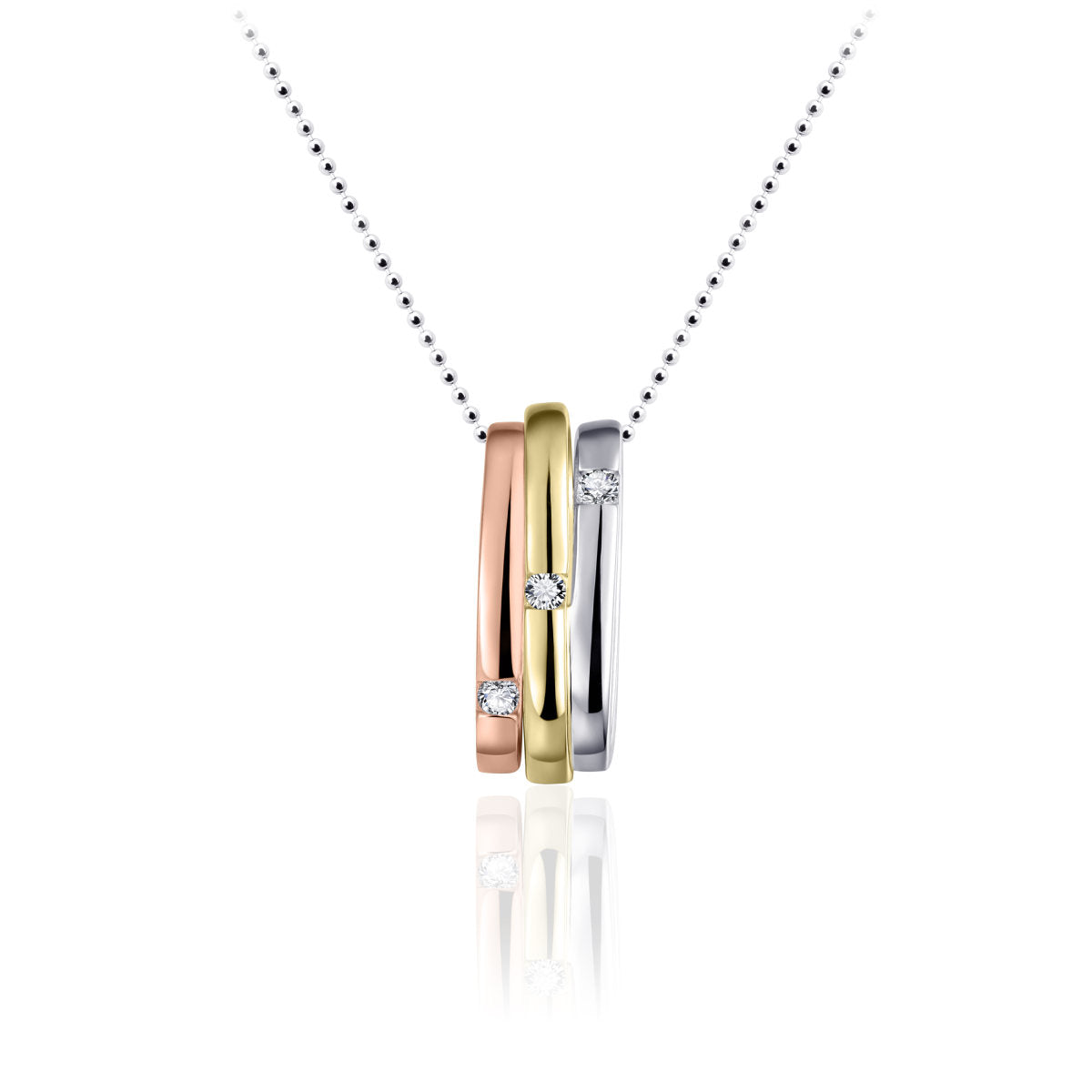Gisser Hanger Zilver Verguld Tricolor Zirkonia Wit – P051T