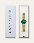 Rosefield horloge PEGMG-R10 Pearl Edit Emerald Mesh Gold - PansiteNederland.nl