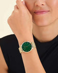 Rosefield horloge PEGMG-R10 Pearl Edit Emerald Mesh Gold - PansiteNederland.nl