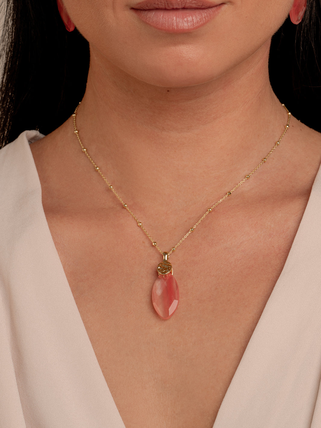 Sparkling Jewels Edelsteen Hanger Leaf Fuchsia Cherry kwarts PENGEM25-FCT-S