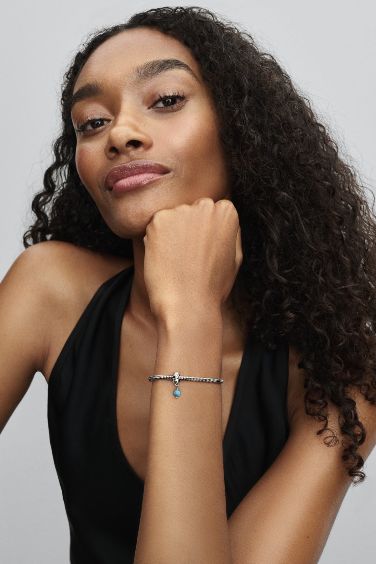 Pandora Turkoois Hangende Bedel zilver 793901C01