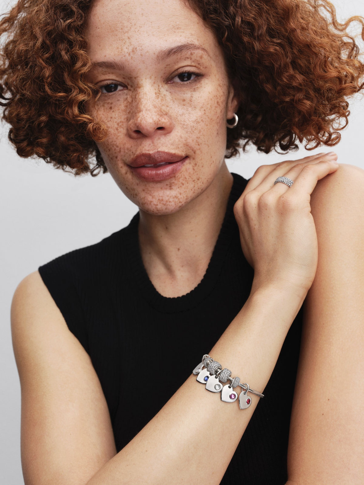 Pandora Juni Graveerbare Hart Witte Steen Hangende Bedel zilver 794295C06