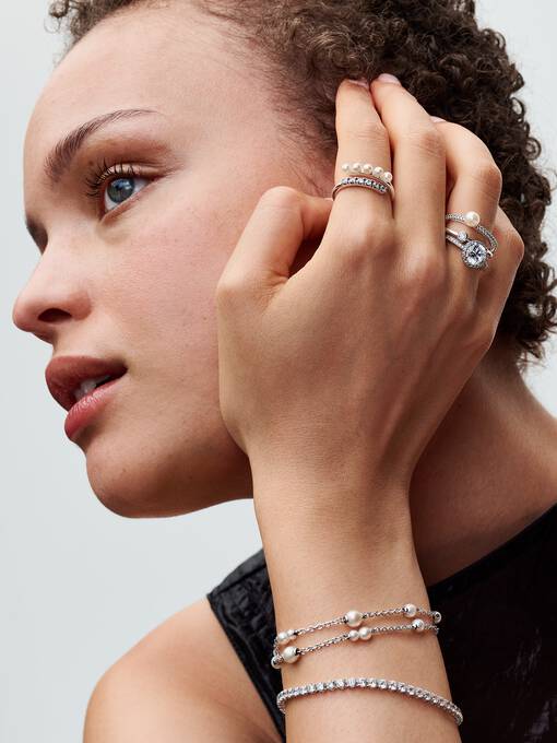 Pandora Behandelde Gecultiveerde Zoetwaterparel Schakelarmband zilver - 593172C01