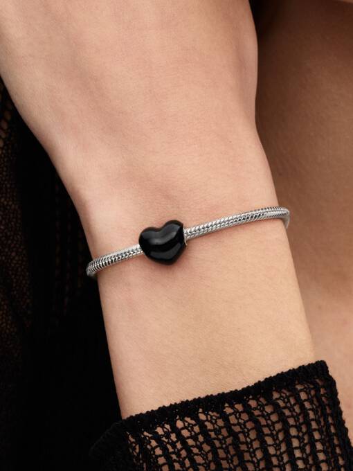 Pandora Metallic Hart Bedel zilver zwart - 793337C04