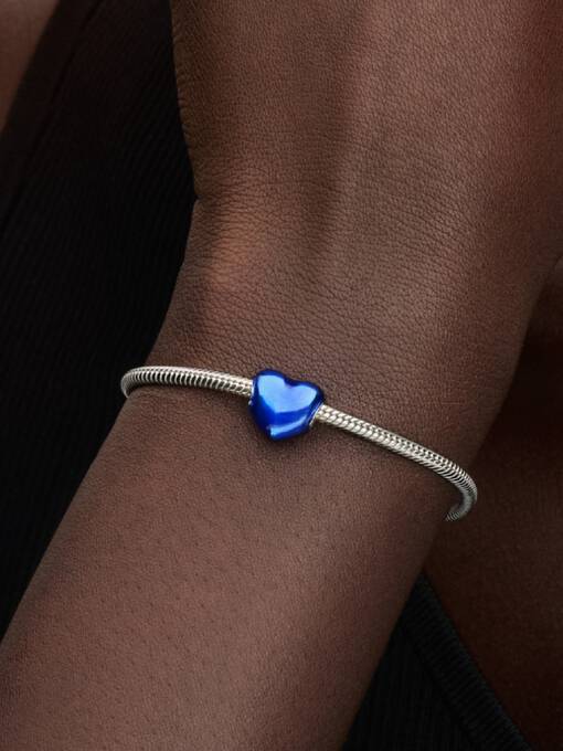 Pandora Metallic Blauwe Hart Bedel zilver - 793337C05