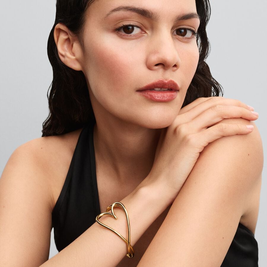 Pandora Organisch Gevormde Hart Bangle goudverguld - 563808C00
